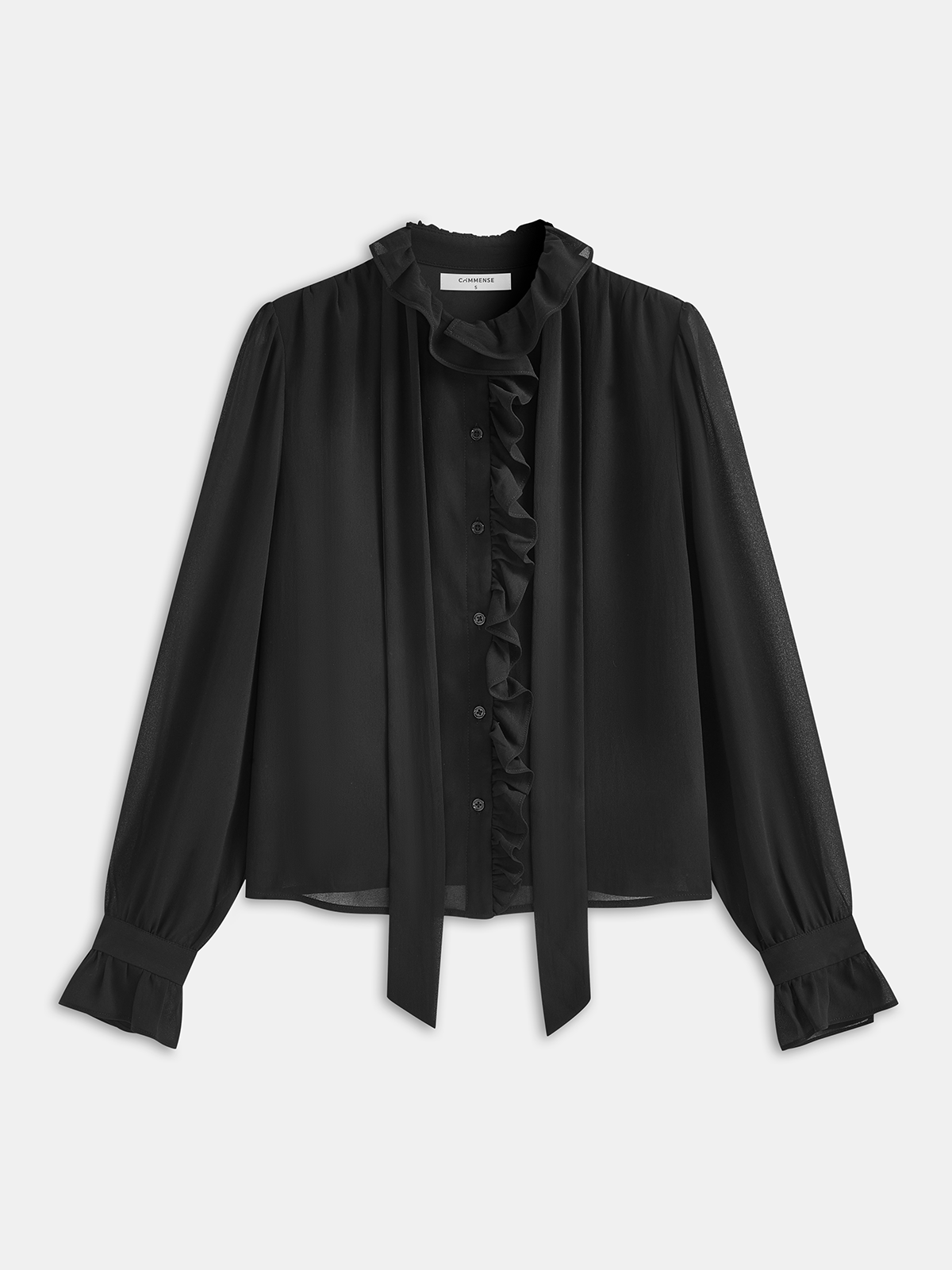 Semi-Sheer Chiffon Ruffle Backless Top