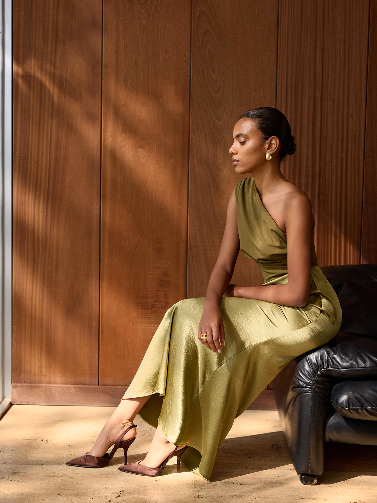 open lace back dress Ever-Pretty One Shoulder Ruched Satin Maxi Bridesmaid Dresses main image 0