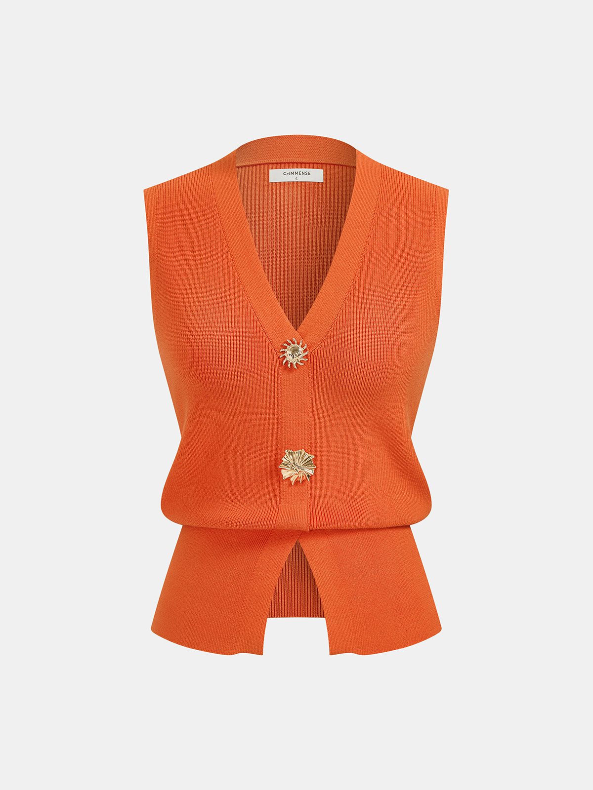 Decorative Button V Neck Knit Vest | COMMENSE