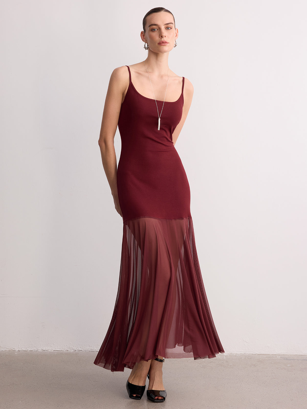 Sheer Hem Cami Maxi Dress | COMMENSE Sheer Hem Cami Maxi Dress | COMMENSE