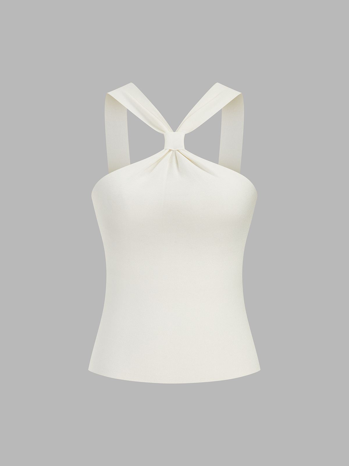 Commense Knot Detail Ribbed Knit Tank Top