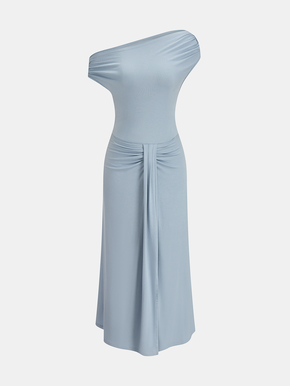 Off Shoulder Draped Waist Midi Dress