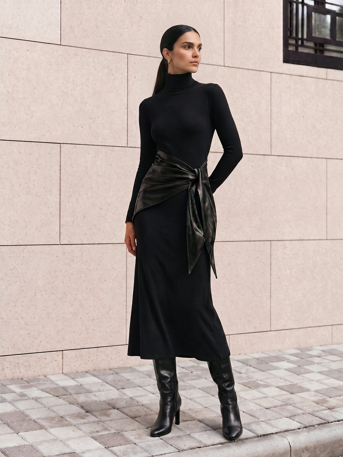 leather turtleneck dress Faux Sash Maxi couture wedding gowns Los Angeles Hurry Up Patent Leather Mini Dress Color:RedJasmn
