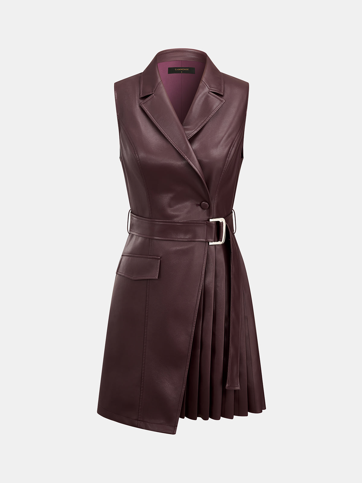 faux leather pleated dress Belted Mini w-apparel