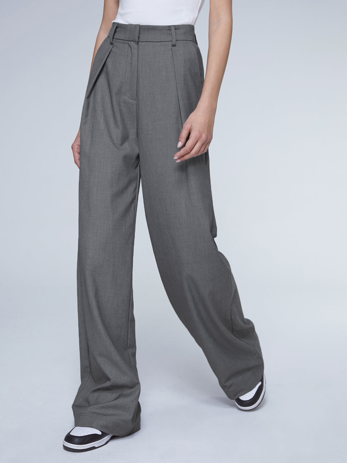 Oversized High Waisted Pleat Front Trousers