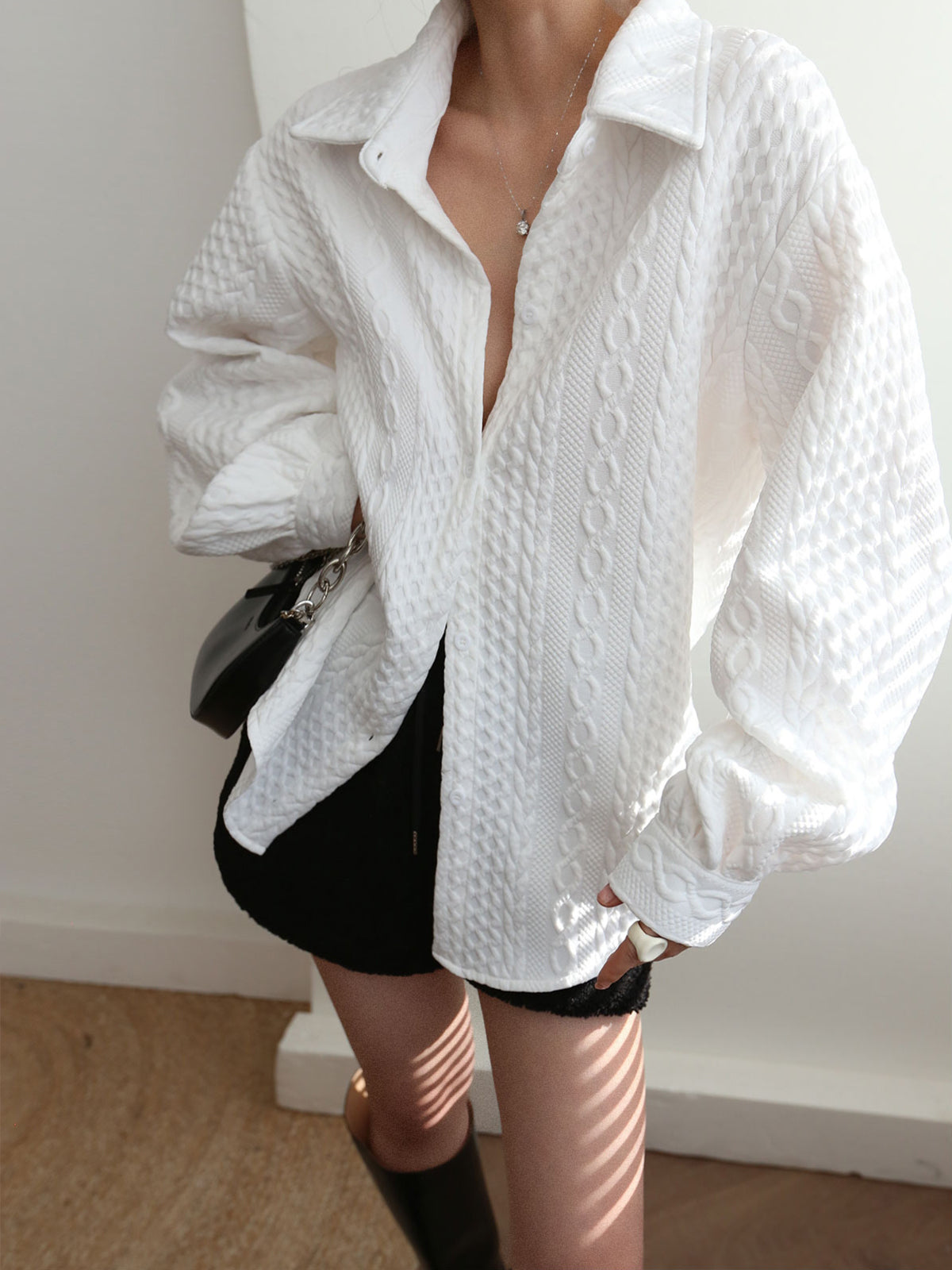 Cable Stitch Women's Oversized Sweater - Boxy Drop Shoulder Pullover With Graphics, Waist-Length