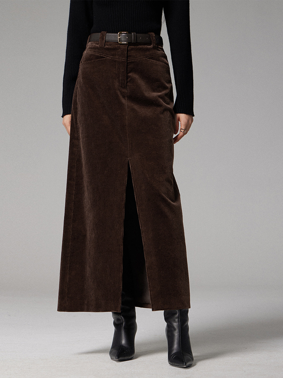 世界的に有名な Slit Corduroy Pockets Maxi COMMENSE – Skirt 管楽器・吹奏楽器