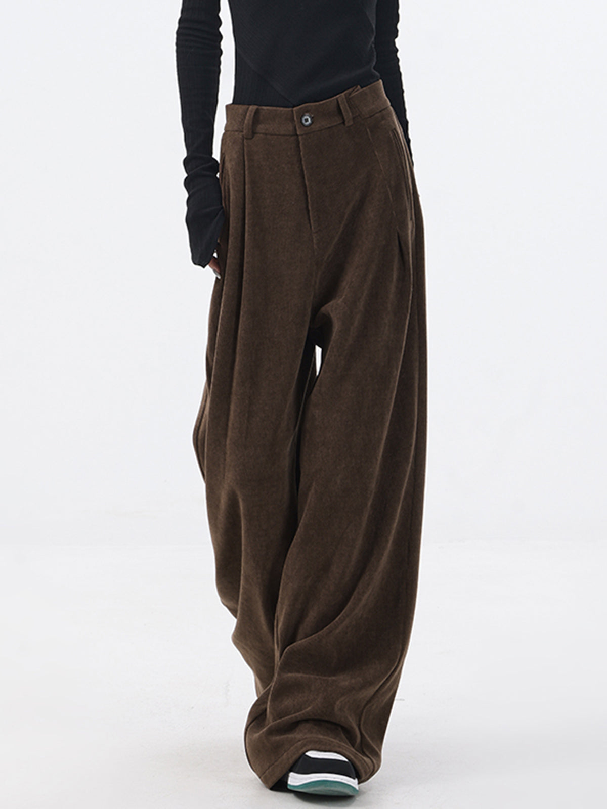 CORDUROY PLEATED WIDE PANTS