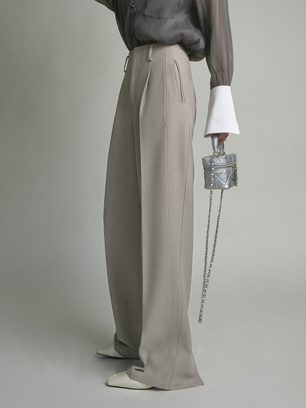 Solid Rib Drawstring Wide Leg Pants