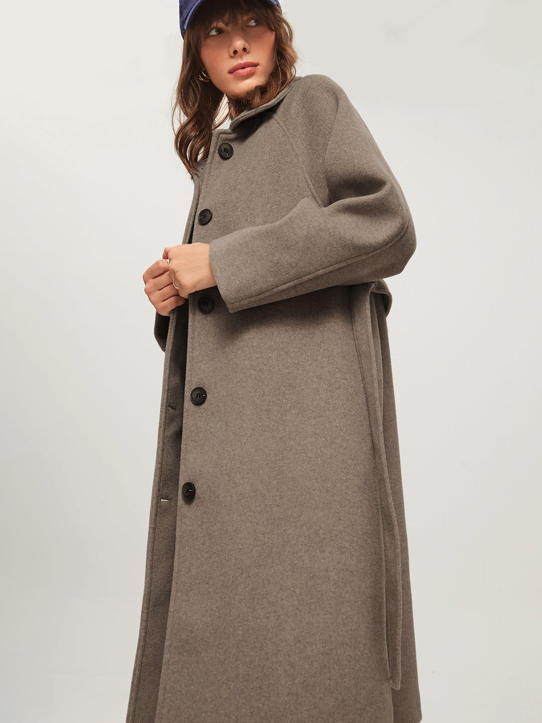 Oversized Brushed Belted Long Overcoat | COMMENSE