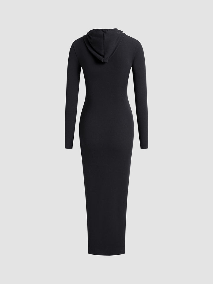 Drop Shoulder Drawstring Hooded Dress – COMMENSE