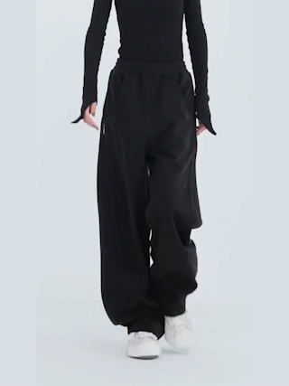 black wide-leg slit buckled trousers | MUGLER Official