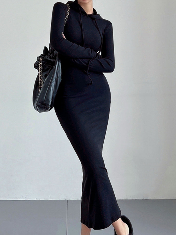 commense drop waist dress Drop Shoulder Drawstring Hooded Dress