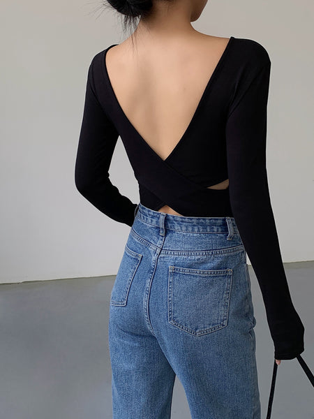 トップス louren back open shape shirt back open shape shirt – louren store