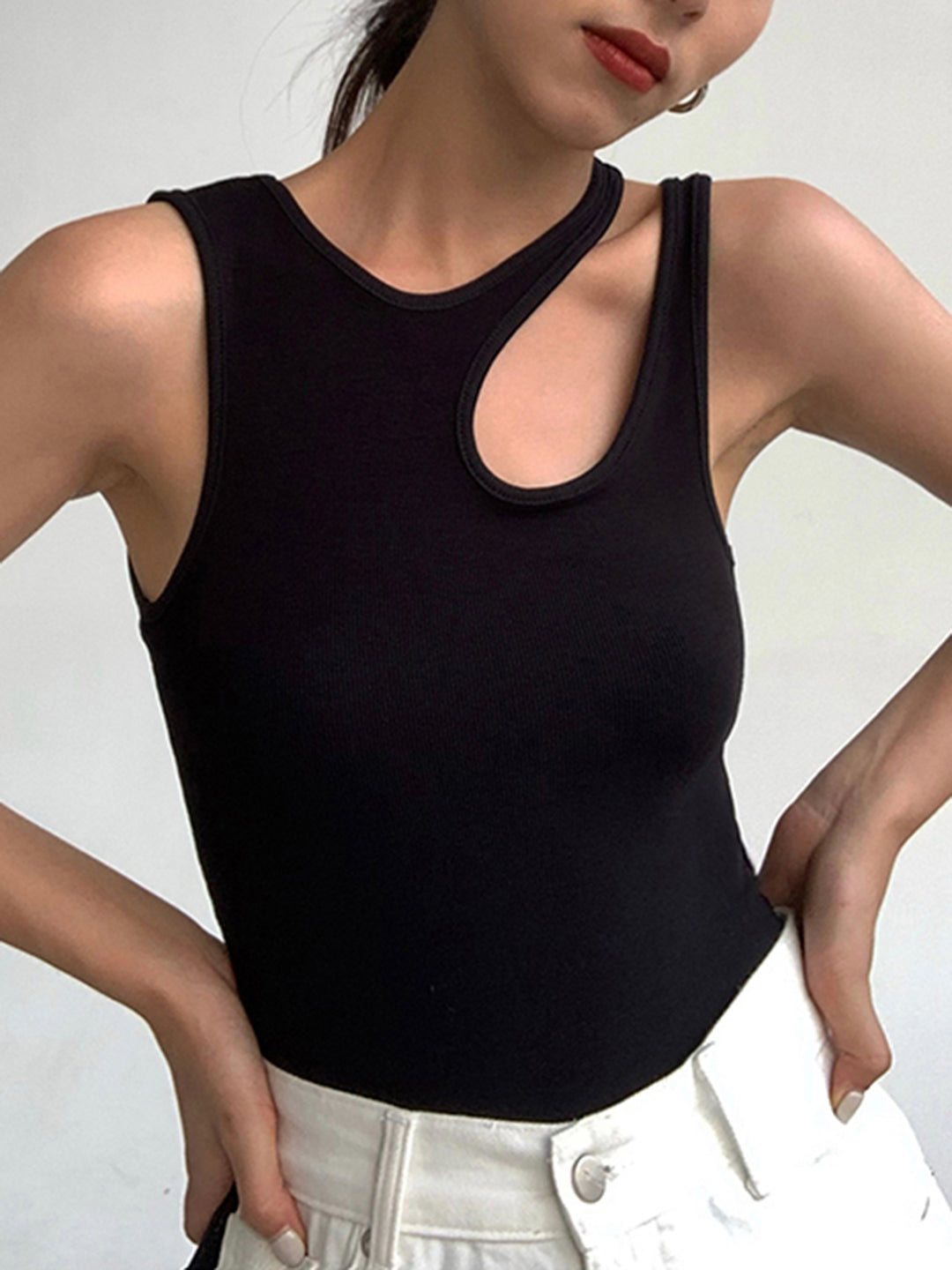 Semi-Sheer Cutout Tank Top – COMMENSE