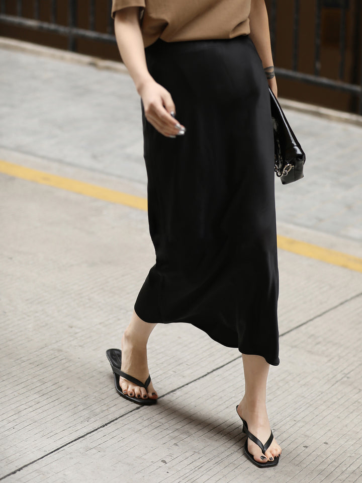Flowy Satin Midi Skirt | COMMENSE