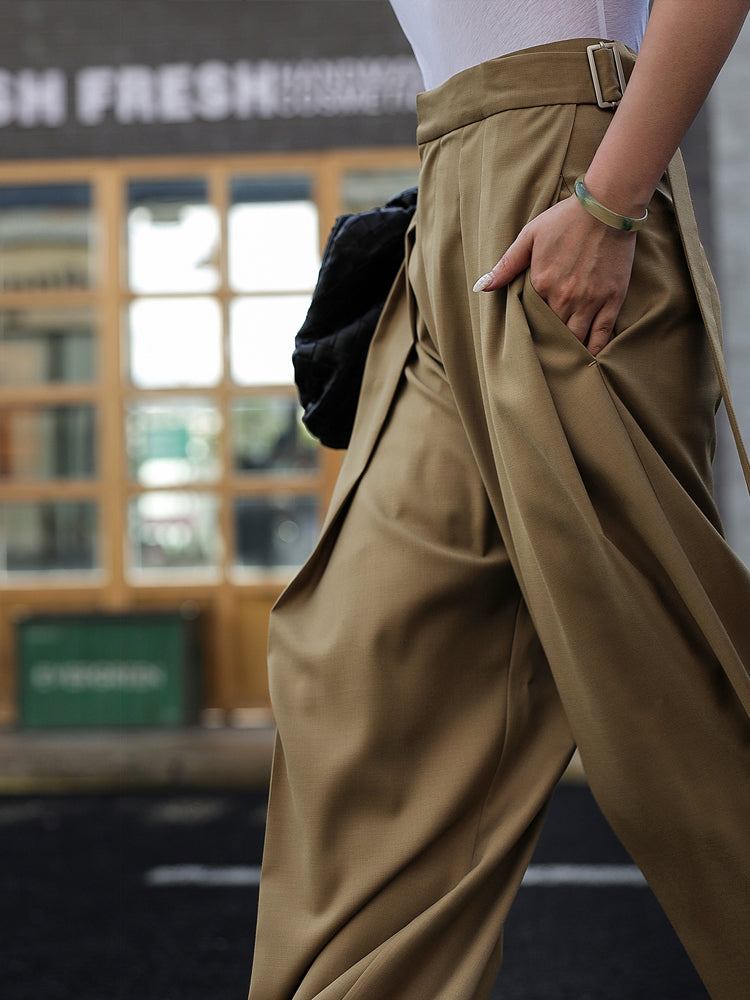 Oversized Tied Wide Leg Dress Pants | COMMENSE