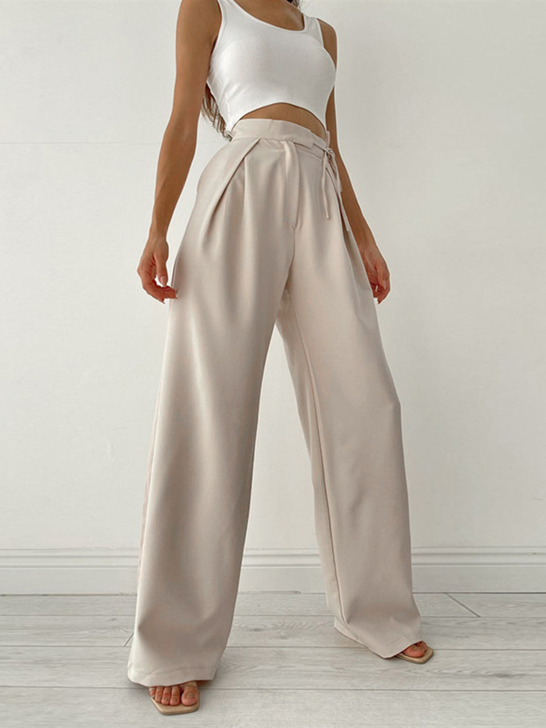 Palazzo Tied Wide Leg Dress Pants – COMMENSE