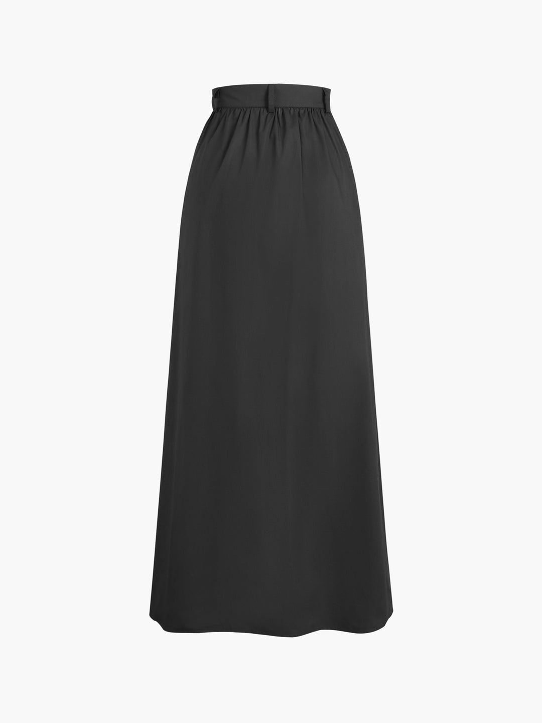 【THE MOZZ】Ten Long Skirt Woven Crinkle Smocked Waist Maxi Skirt - Grey - Exclusively
