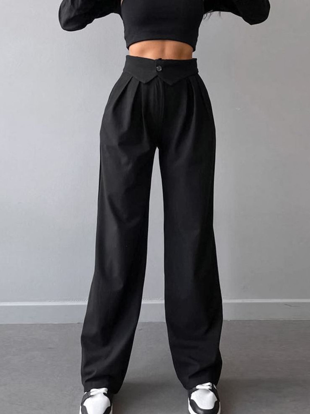 ★OVERDUEFLAIR★COTTON STRAIGHT PANTS Softie Cotton Foldover Pant | FBM