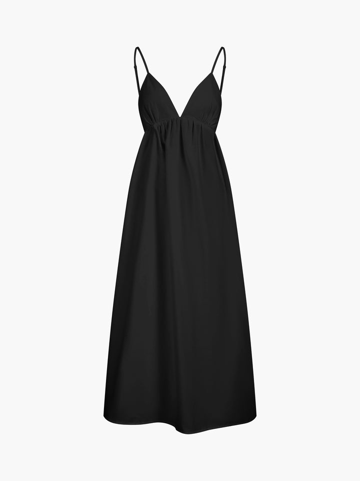Coastal Cowgirl Open Back Long Dress - Black - L