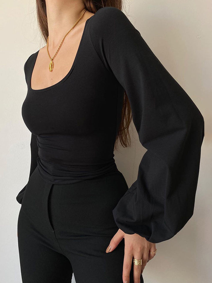 Puff Sleeve Square Neck Blouse – COMMENSE