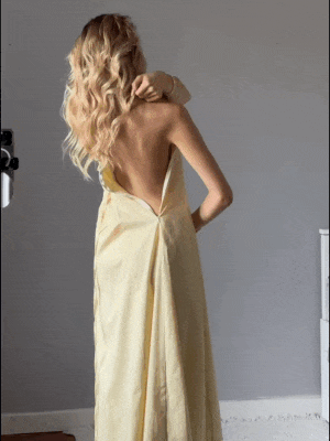 Ruched Cup Detail Long Sundress - Lightyellow