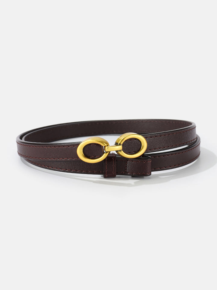 Commense Womens Black Belt with Golden Brasy Tone Buckle‎ Fashion Accessory Commense Gold Buckle Black Belt Adjustable Women main image 2