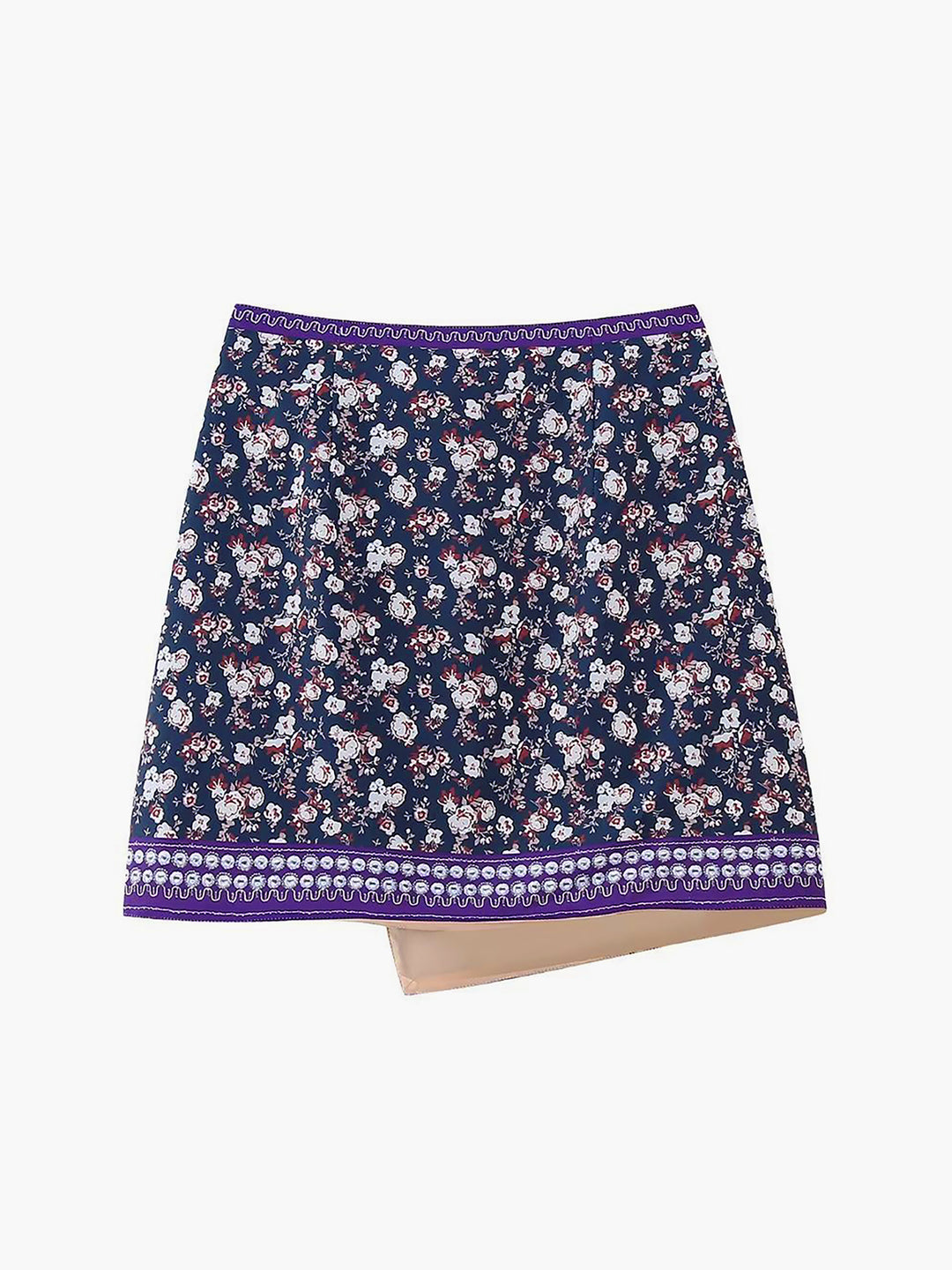 Asymmetric Floral Printed Mini Skirt – COMMENSE