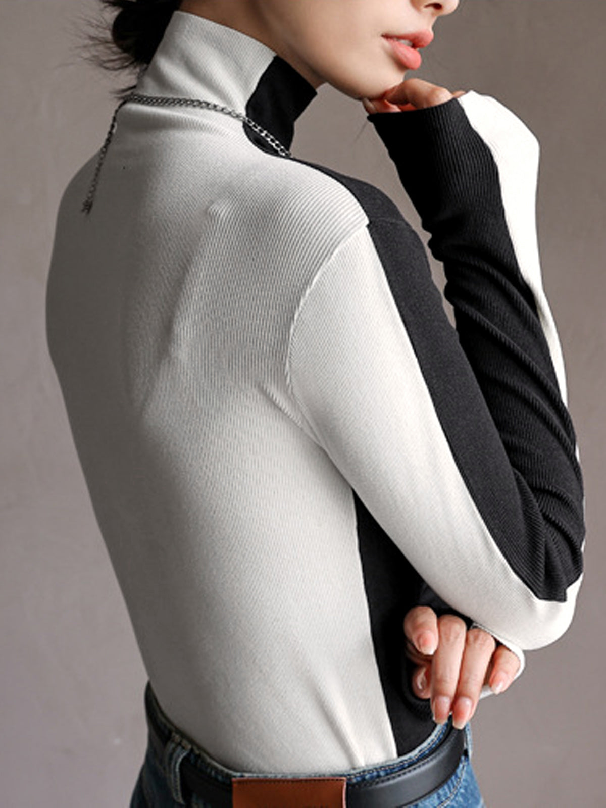 Double Sided Colorblock Long Sleeve Top | COMMENSE