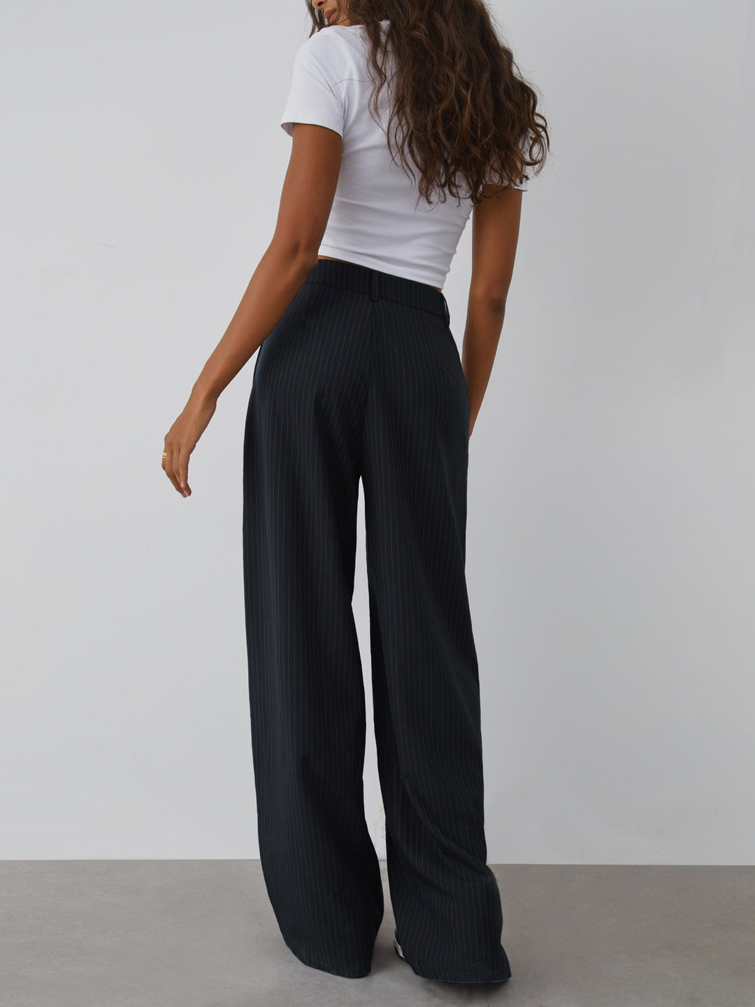 precme wide stripe slacks【black】 M precme wide stripe slacks【black】 M Women's Black Stripe