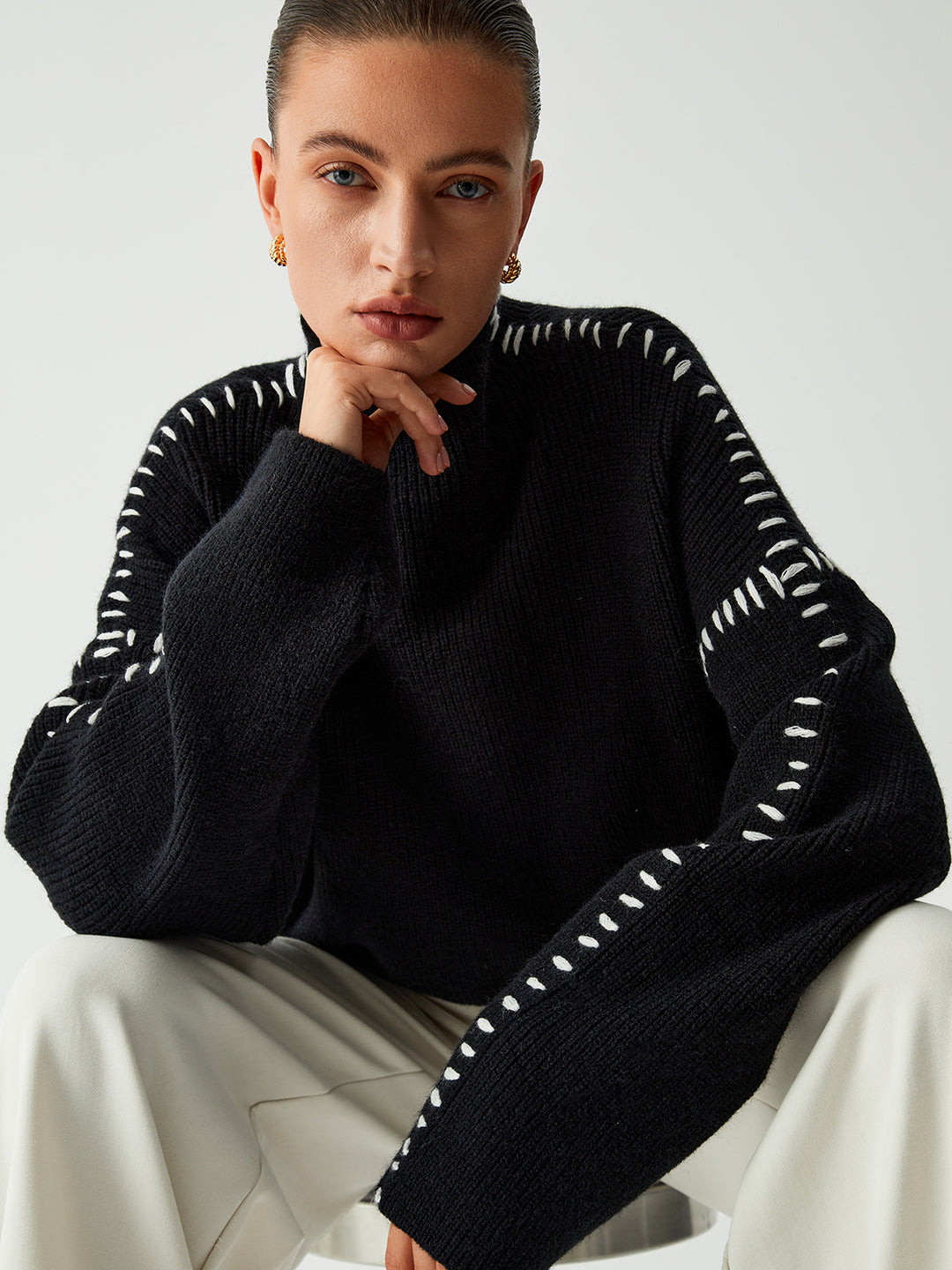 Shift The Focus Oversized Mock Neck Sweater | COMMENSE