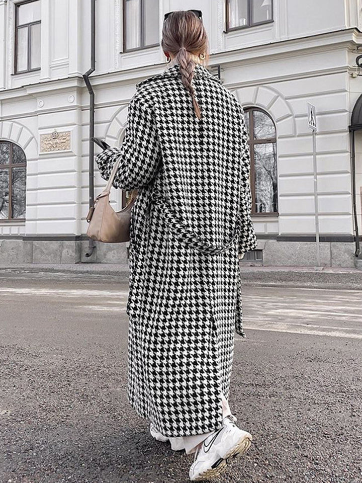 Oversized Houndstooth Tweed Trench Coat | COMMENSE