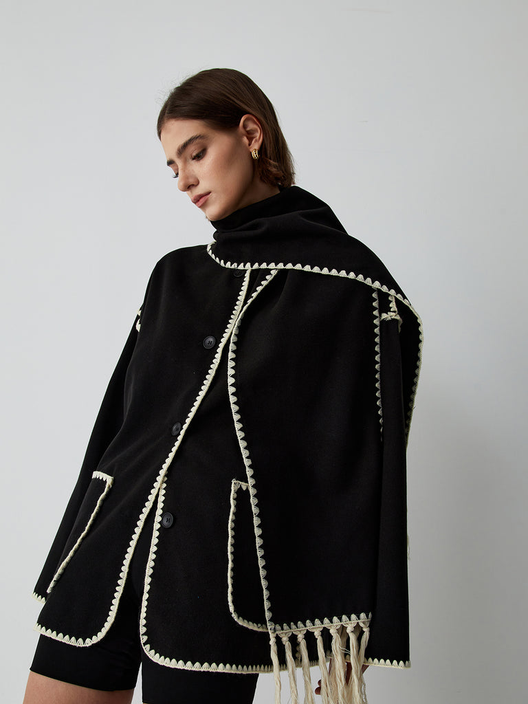 ジャケット・アウター scarf docking drape coat B1696935130464_ab8e2649-f808-