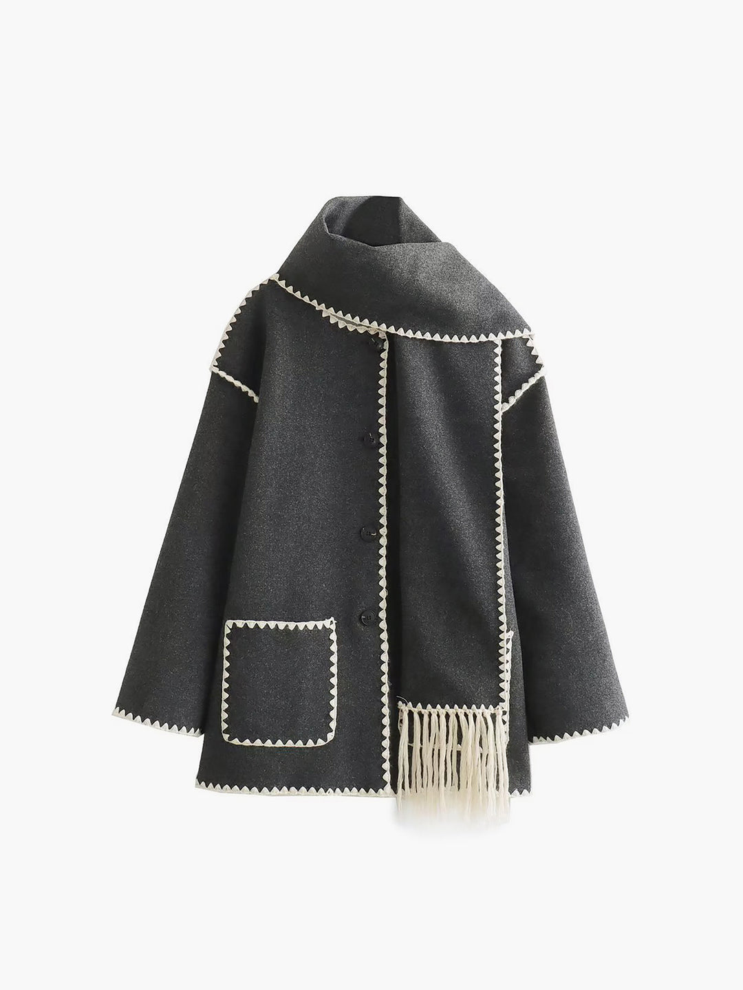 ジャケット・アウター scarf docking drape coat B1696935130464_ab8e2649-f808-