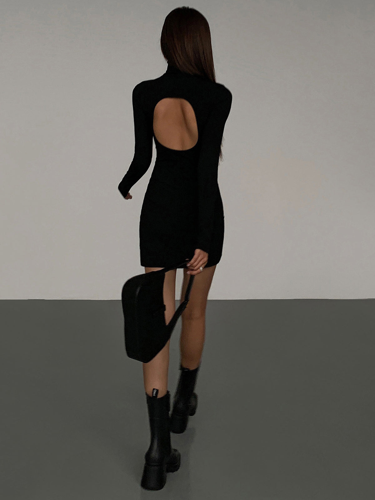 turtleneck short dress with no back are called Sexy Black Sleeveless Mini Open Skinny - Dress and Dress for Women price Length 33.5 S Smak Parlour Black Mock Turtleneck