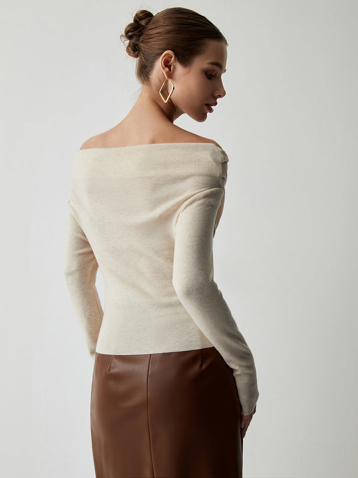 usoppさま専用 Louren off shoulder knit tops Women's Cut Out Long Sleeve Off Shoulder Halter Crop T