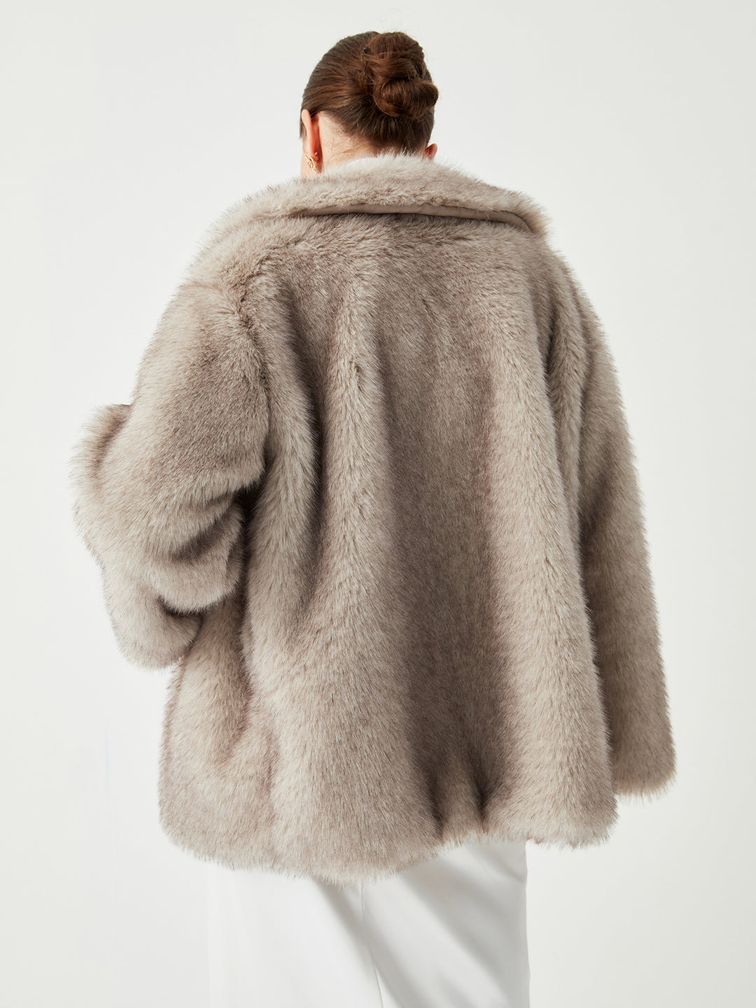 Oversized Collared Faux Fur Coat – COMMENSE