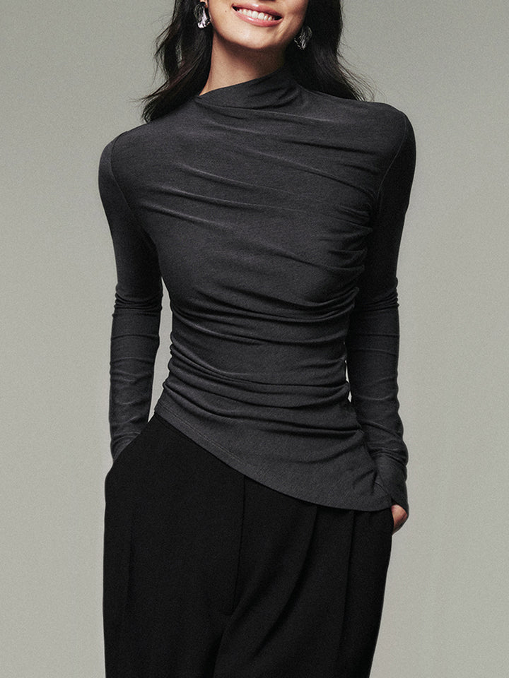【送料&関税込】TotAme Long Sleeved Asymmetric Neck Draped Toteme Draped Jersey Long-Sleeve Top | Saks Fifth Avenue