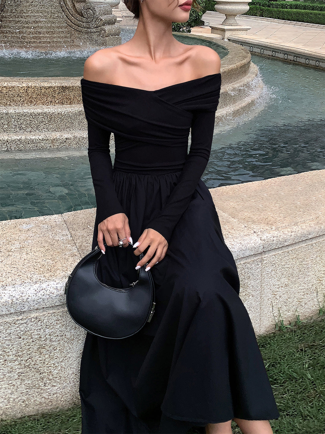 Off Shoulder Criss Cross Long Dress | COMMENSE Off Shoulder Criss Cross Long Dress | COMMENSE