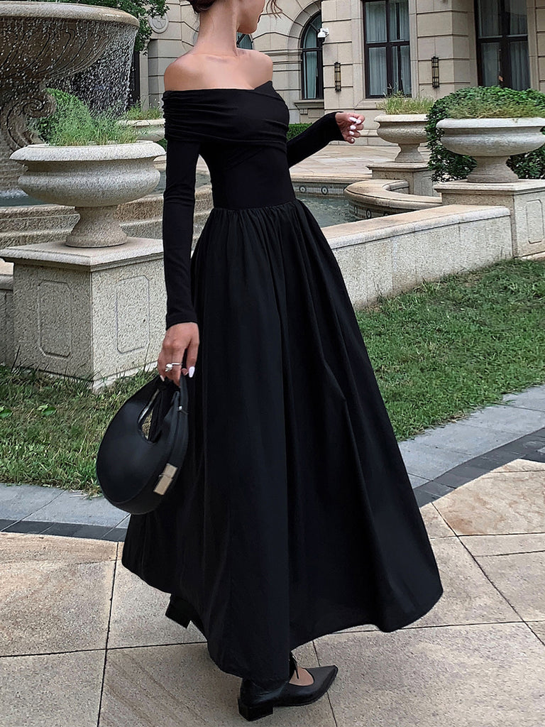 Off Shoulder Criss Cross Long Dress COMMENSE