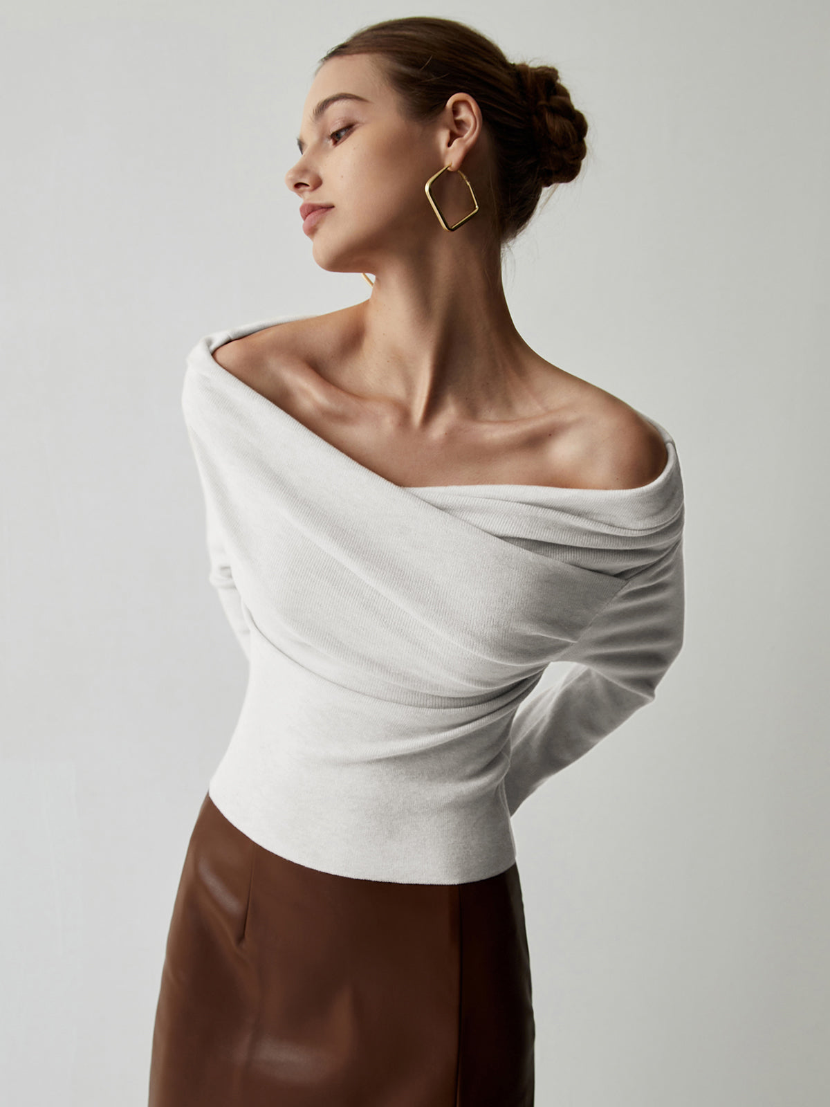 コリアグランドセール 2025 Off Shoulder COMMENSE – Top Knit Sleeve Long Wrap ニット/セーター