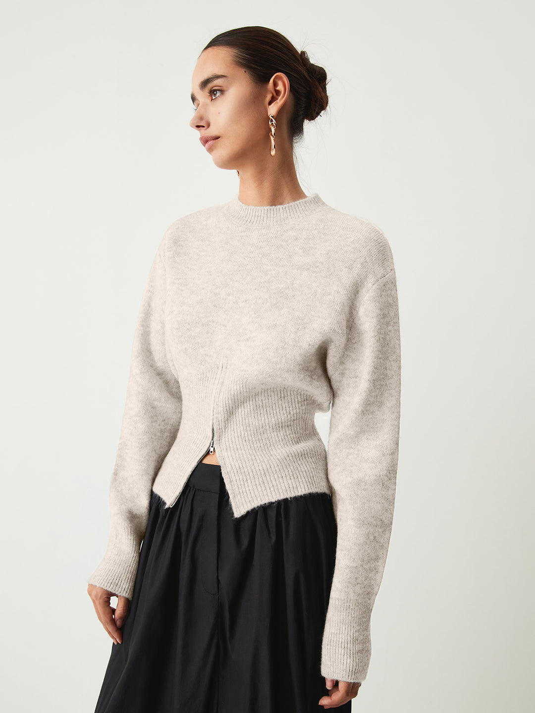 Half Zip Fuzzy Sweater | COMMENSE