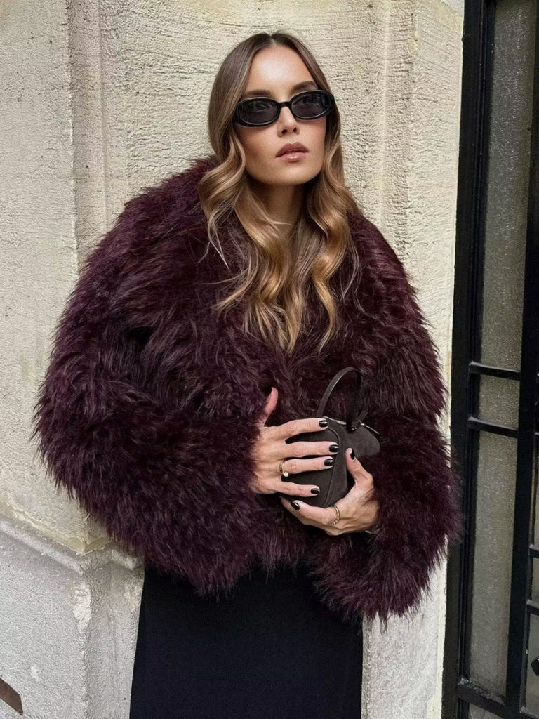 Fuzzy Faux Fur Short Coat – COMMENSE
