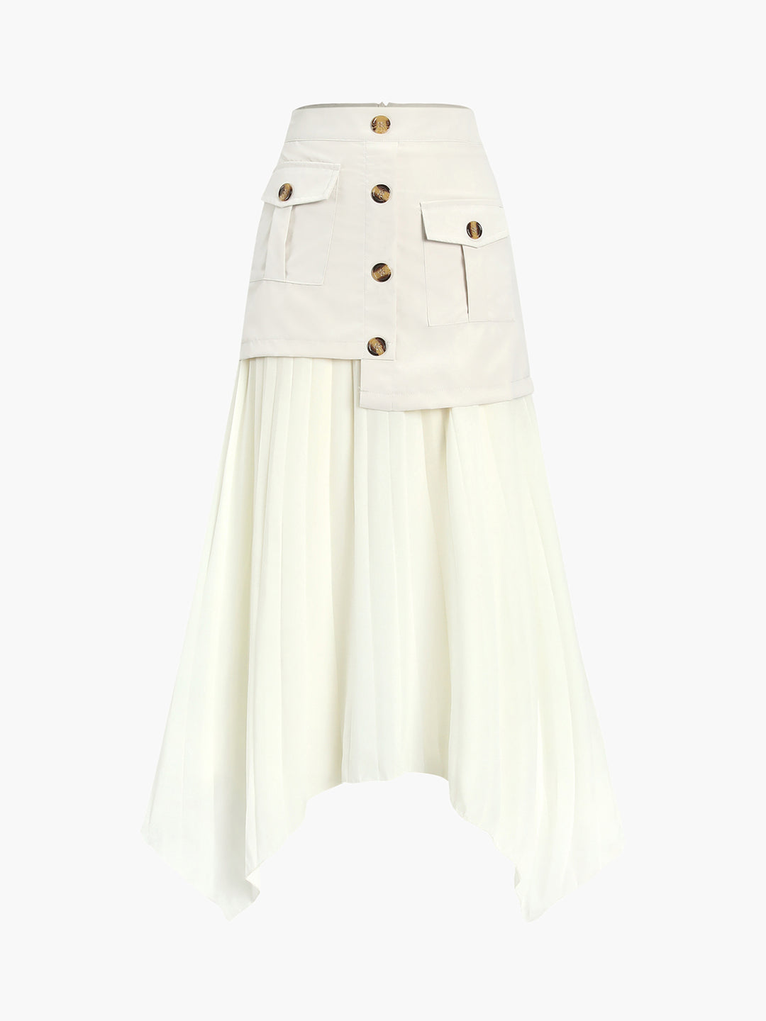 SALE☆ラス１即納★【Anthro】Patchwork Midi Skirt サイズ:4 Patchwork Asymmetrical Pleated Buttoned Midi Skirt – COMMENSE
