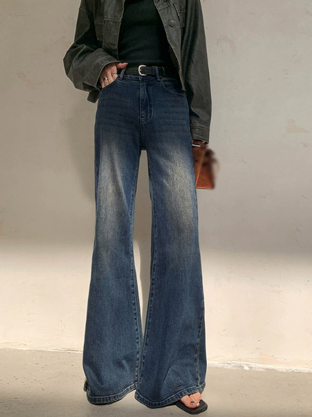 【Anyone more】Loe Vintage Washed Denim Wide Pants Amazon.com: Men's Jeans Wide Leg Pants Loose Fit Vintage