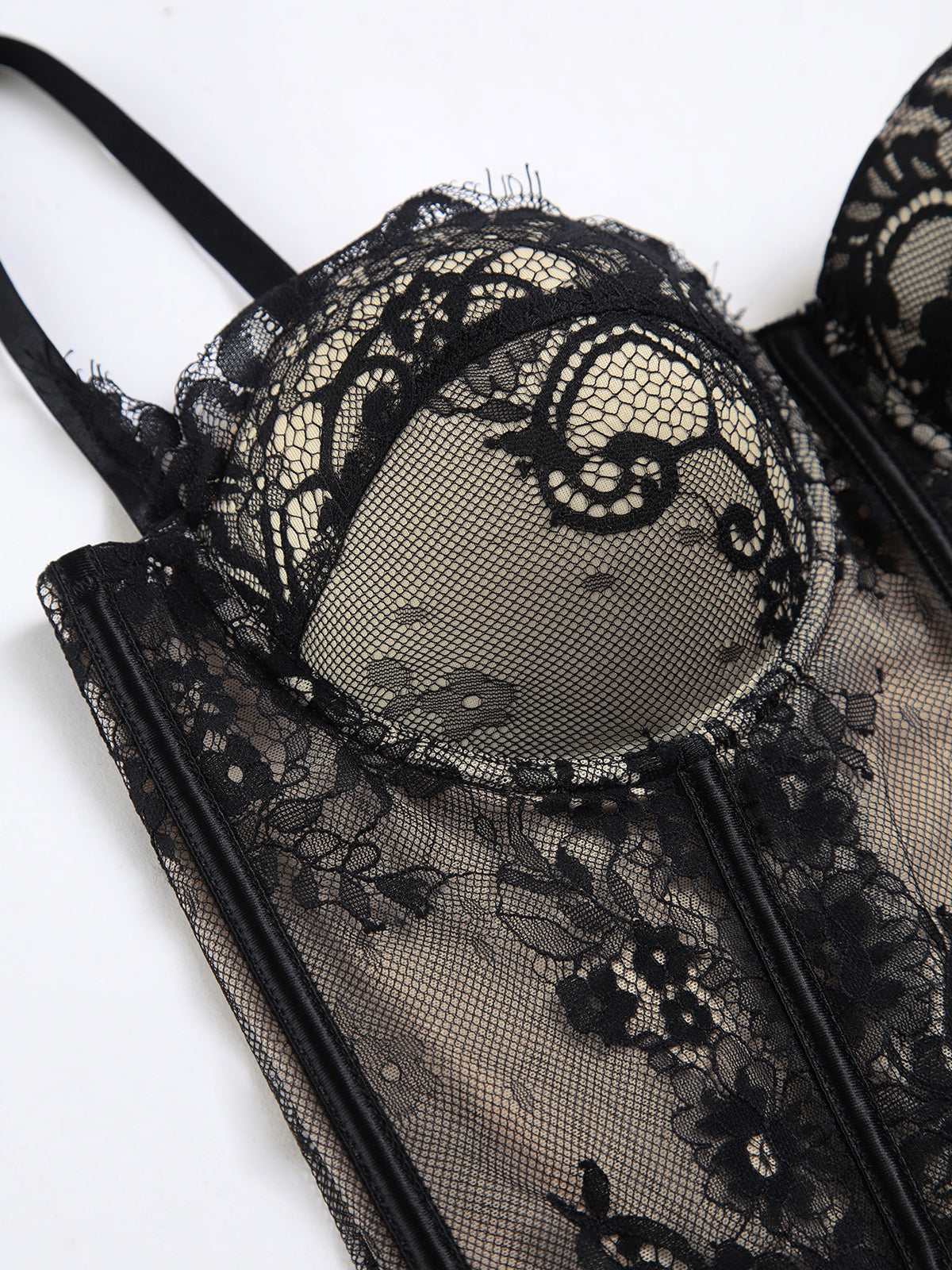 Bustier noir transparent à détail corset | Passion Corset Bustier noir transparent à détail corset | Passion Corset
