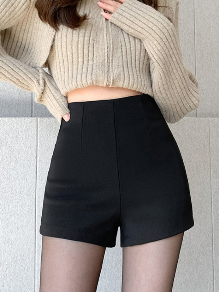新品未使用 ACLENT High waist short pants ブラック ハイウエストスリットショートパンツ｜ACLENT（アクレント）
