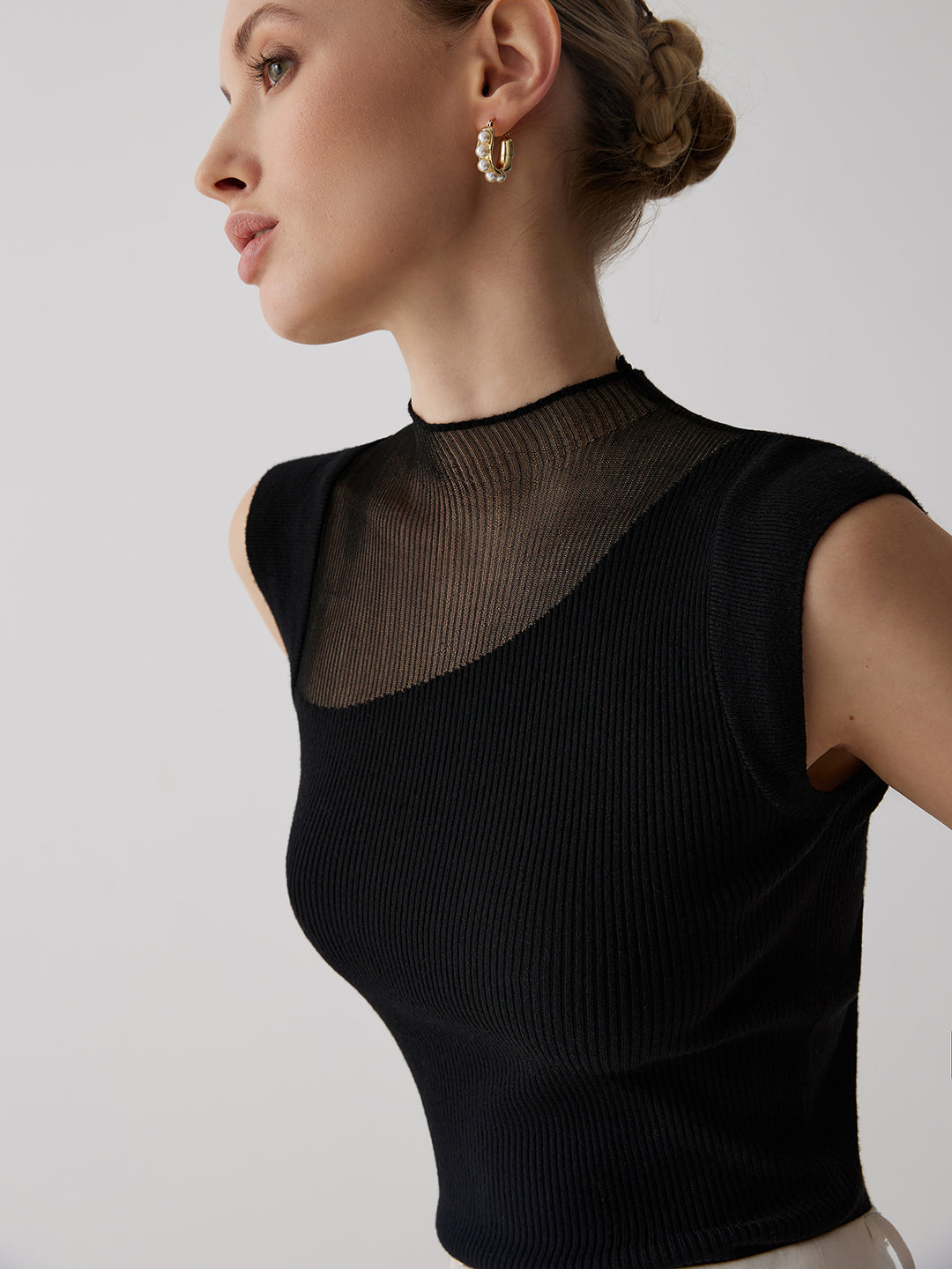 BIO TOP ブラック ベアトップ Mesh Patchwork Sleeveless Top – COMMENSE