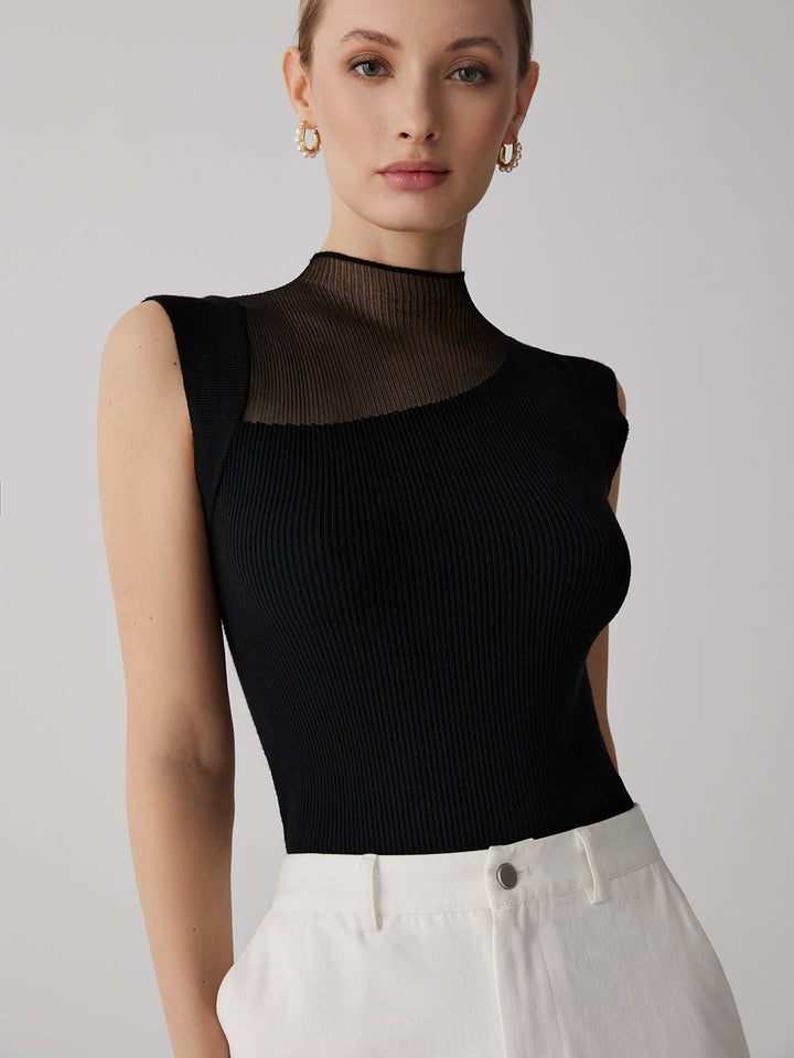 MOUSSY（マウジー）の「SLEEVELESS MESH ニットトップス（タンク